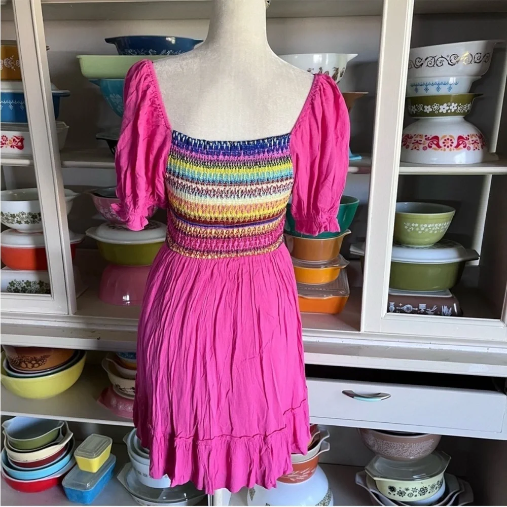 Vici Pretty in Pink Smocked Puff Sleeve Dress - Size XS - Picture 5 of 13